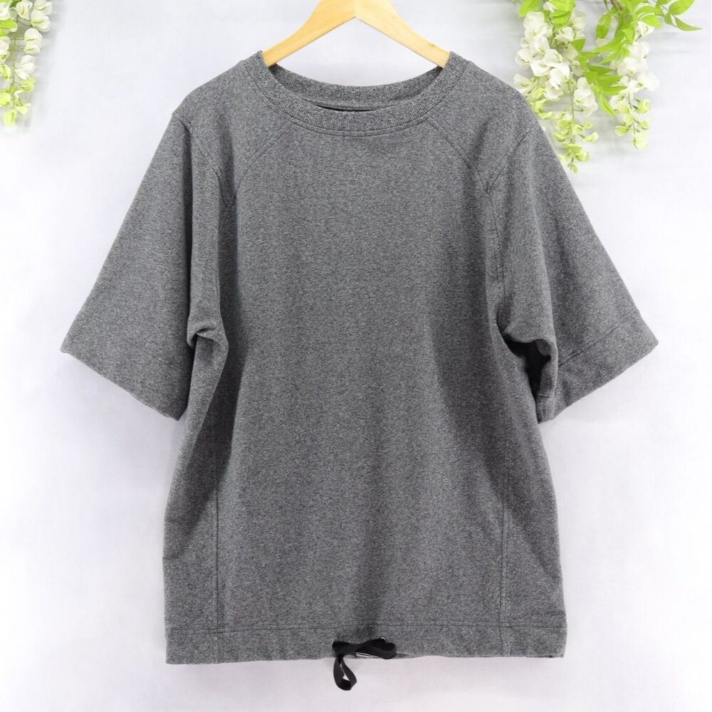Lululemon Women's Split Short Sleeve Oversized Heathered Speckled Black Sz 6